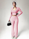 Womens Ribbed High-Waisted Sportswear Set