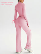 Womens Ribbed High-Waisted Sportswear Set
