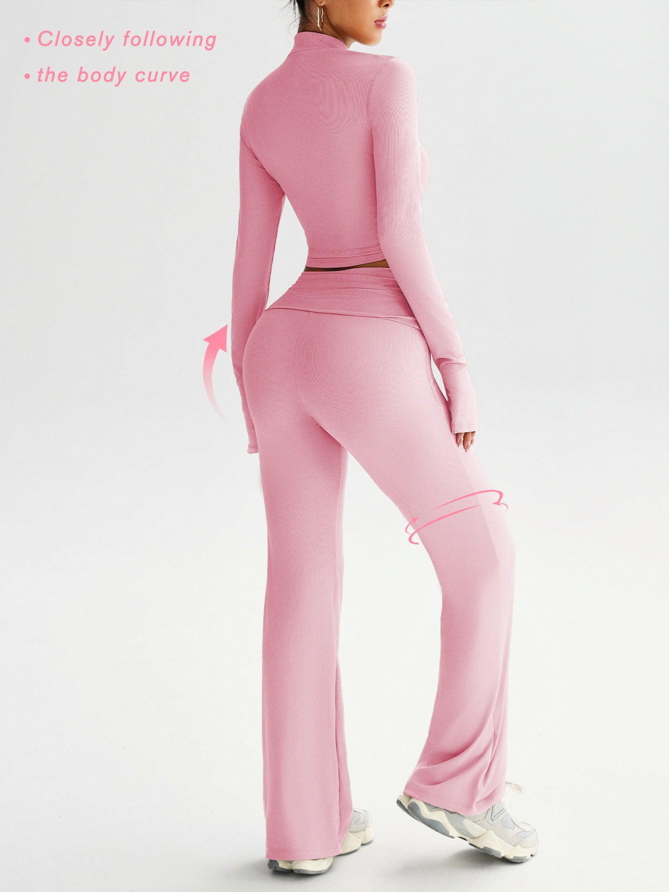 Womens Ribbed High-Waisted Sportswear Set